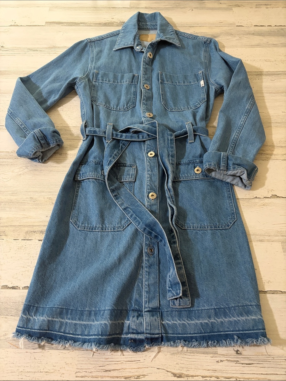 Ag Adriano Goldschmied Blue Denim Shirt Dress - Picture 4 of 13